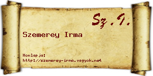 Szemerey Irma névjegykártya
